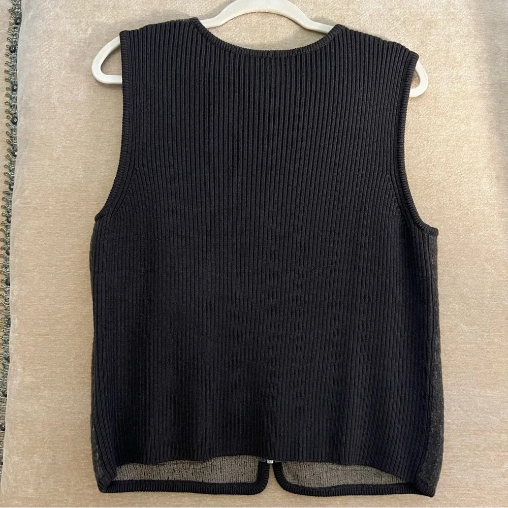 DKNY Wool Ribbed Knit Turtleneck Dress with Vest - Picture 13 of 16